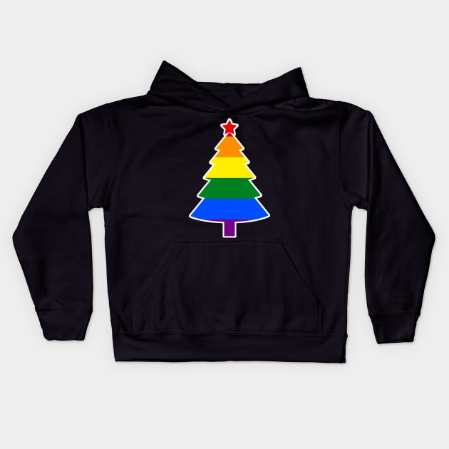 Christmas Tree LGBT Flag Gay Pride Rainbow Kids Hoodie by aaallsmiles